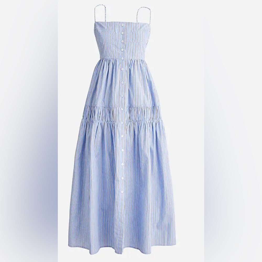 J.Crew A-line midi dress in striped cotton poplin NWT Size 6